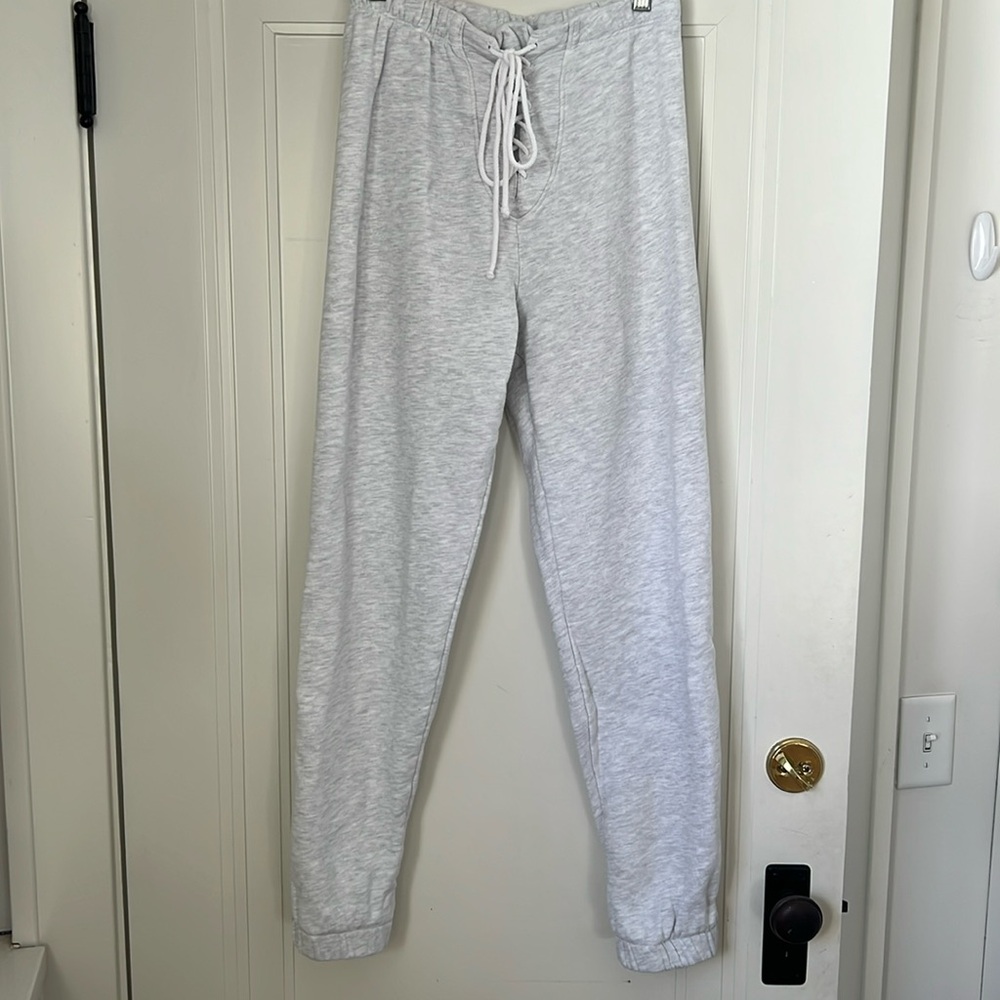 Joah Brown lace up sweatpants jogger in pearl